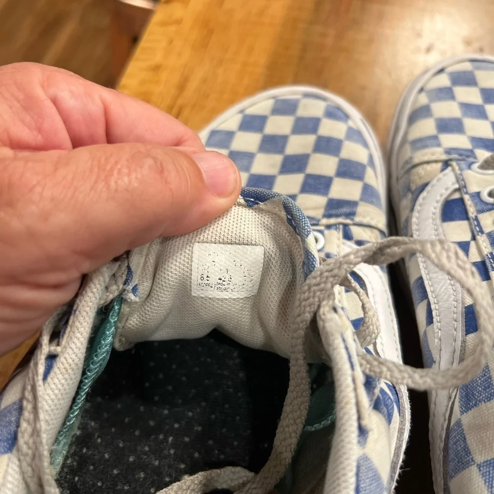 Vans Blue and White Checkered Sneakers size 8.5 in used condition